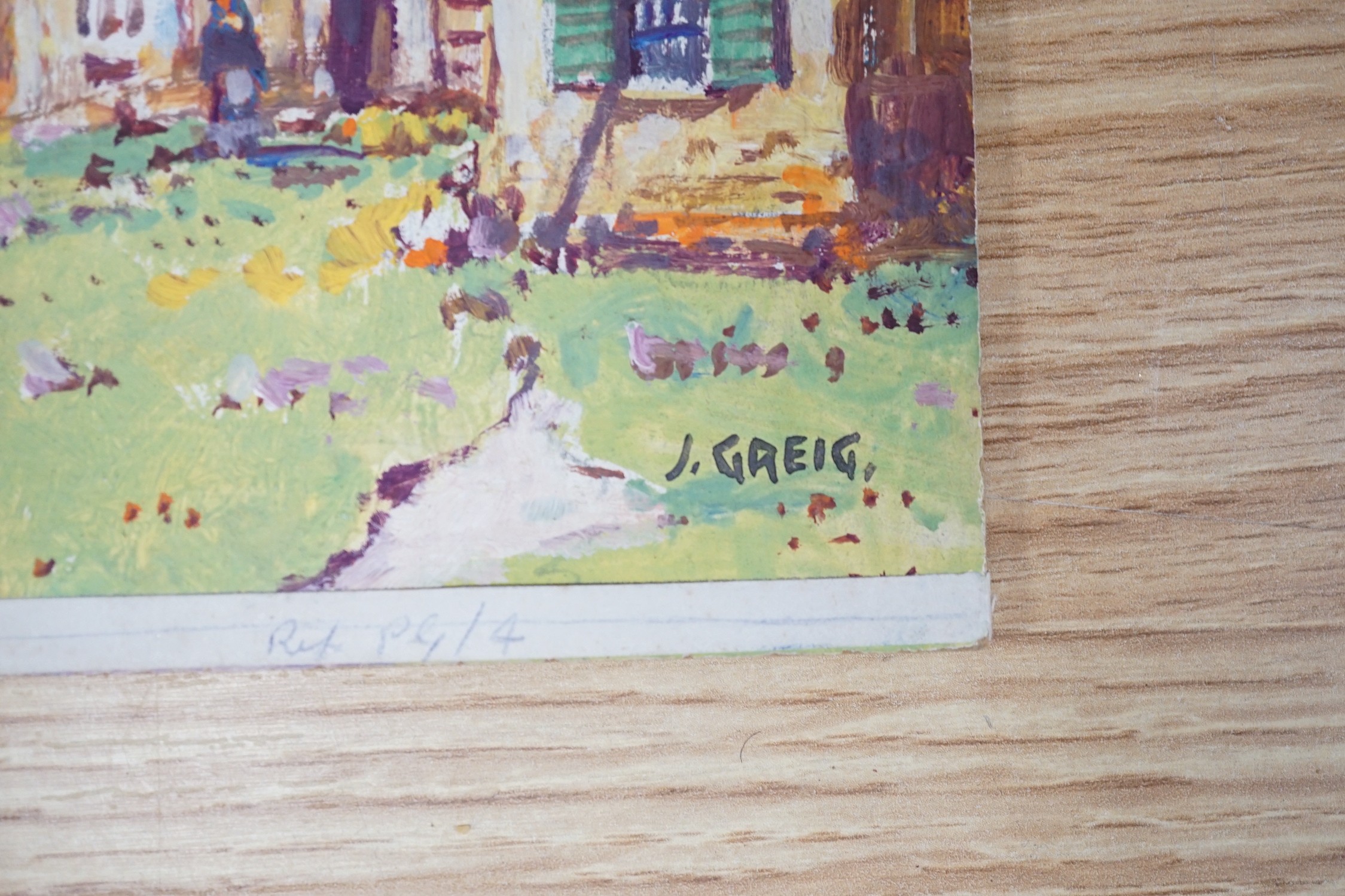 James Greig (1861-1941), oil on board, Swiss alpine scene, signed, 24 x 19cm and a Mabel St John Mildmay watercolour of Veytaux, Switzerland, 27 x 27cm, both unframed